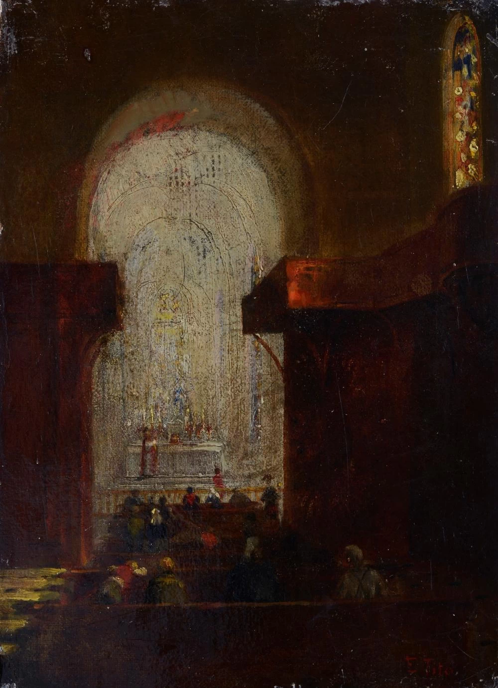 Ettore Tito-269-Interno di chiesa